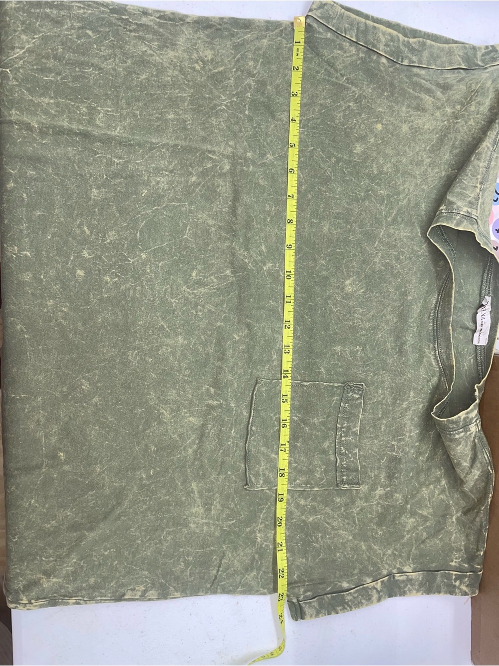Zenana- Washed LT Olive Green Pocket Tee - Picture 3 of 3